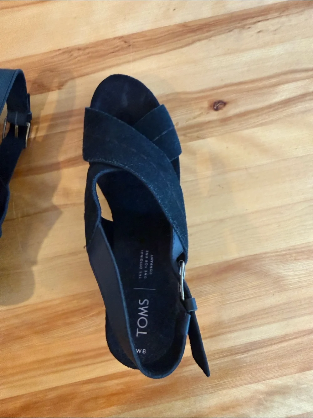 Toms Black Espadrille Crisscross Block Heel Sandals